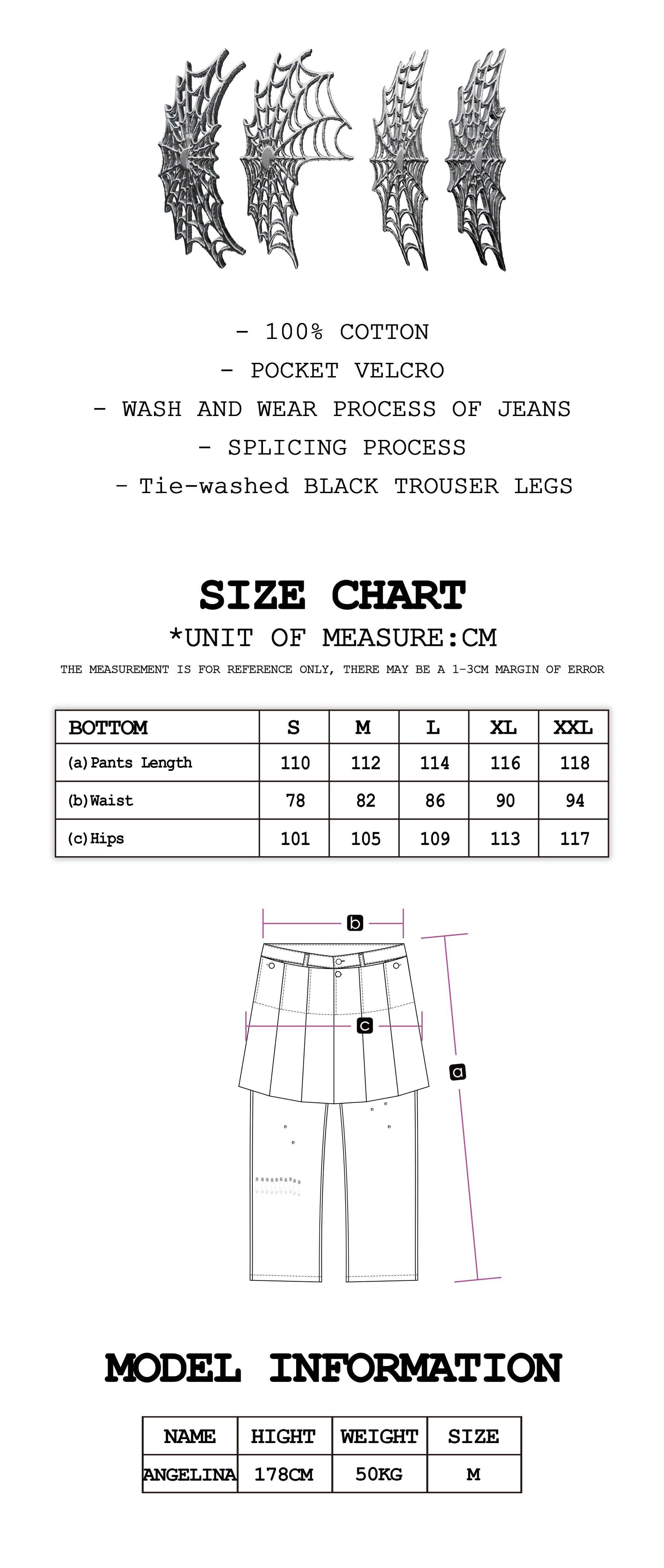 Prince of Darkness Spray-Painted Skirt Pants size guide