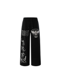 Black Luminous Dawn double-headed eagle embroidered sweatpants, front view