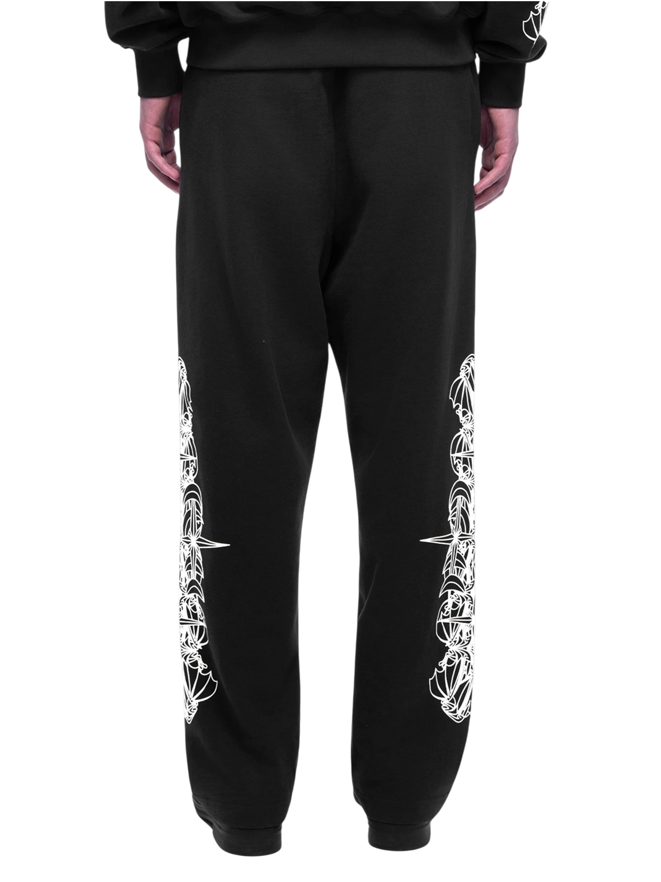 Dark Grey Luminous Dawn flocked pants, back and side view