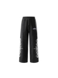 Luminous Dawn astral logo flocked pants in Dark Grey, front view