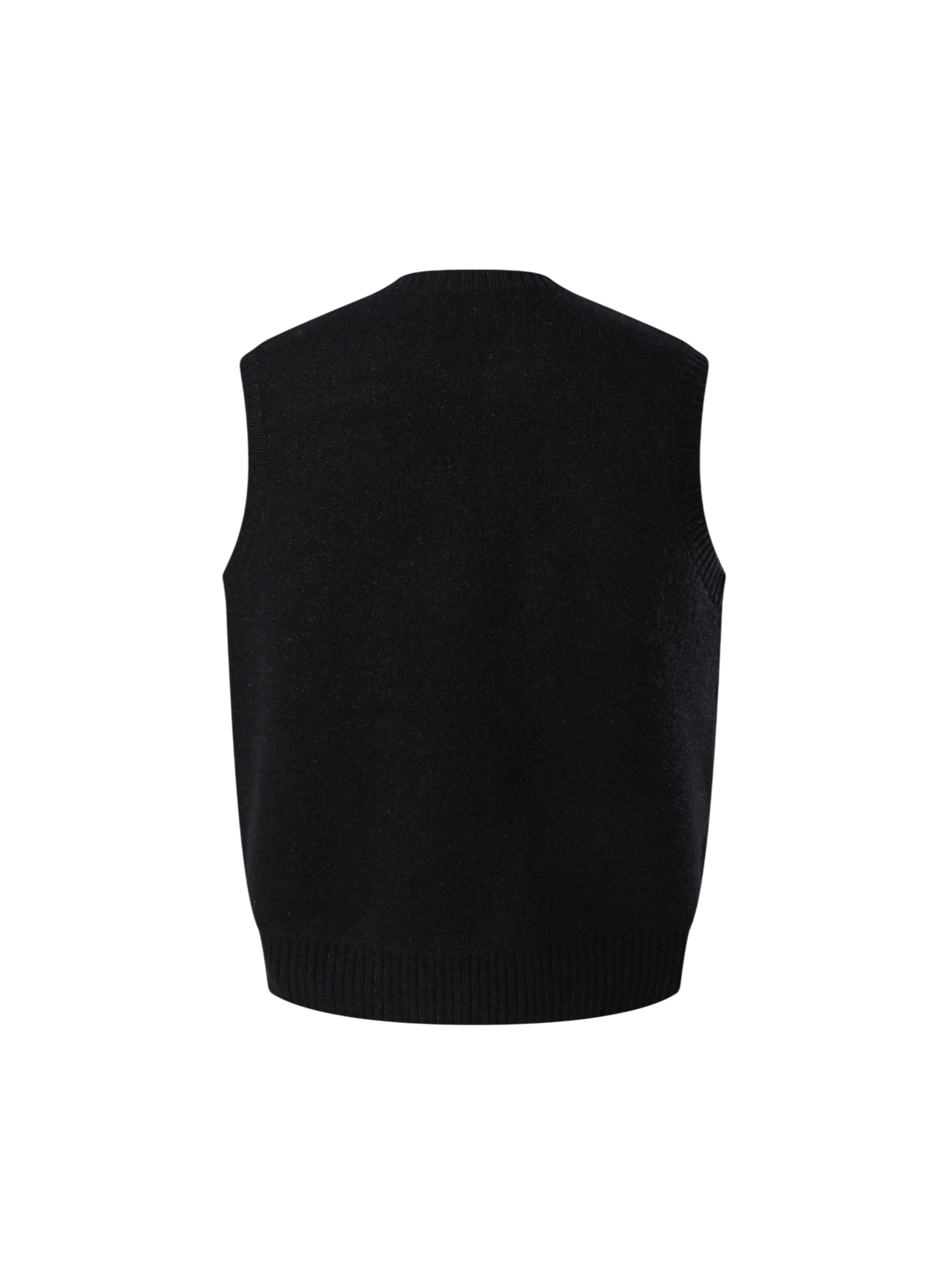 Black Wraith Rhinestone Sweater Vest, back flat view.