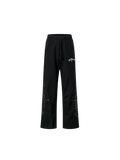 Black TBHNP Leather Patch Pants, front product view.