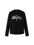 Black Luminous Dawn 3M reflective star logo long-sleeve tee, front view