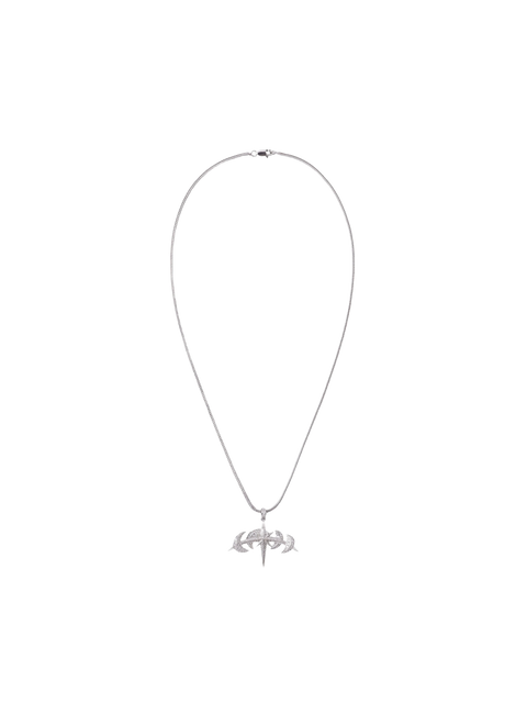 Silver Luminous Dawn Star Moon cubic zirconia necklace, full product view