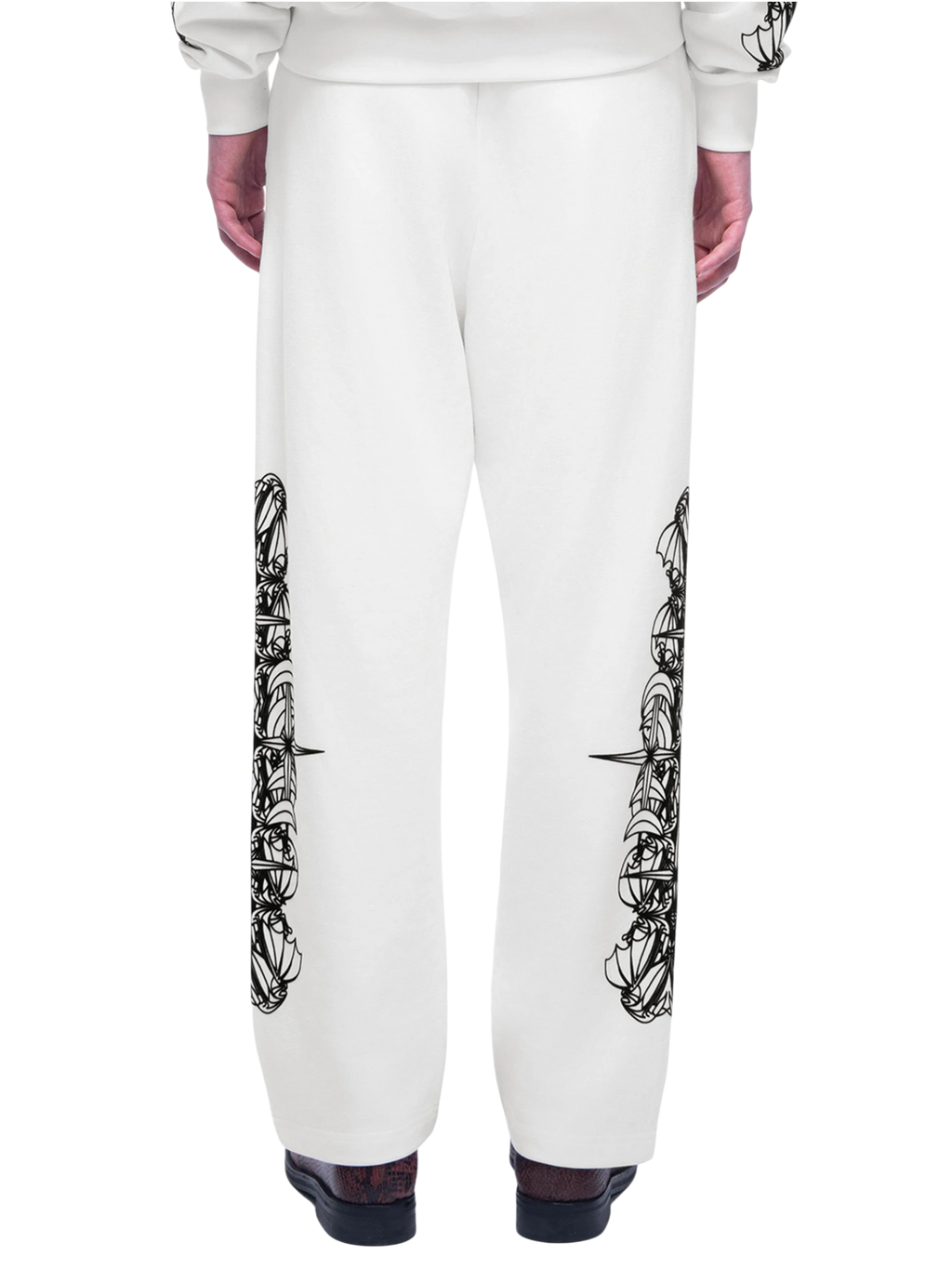 Off White Luminous Dawn flocked pants, back and side view