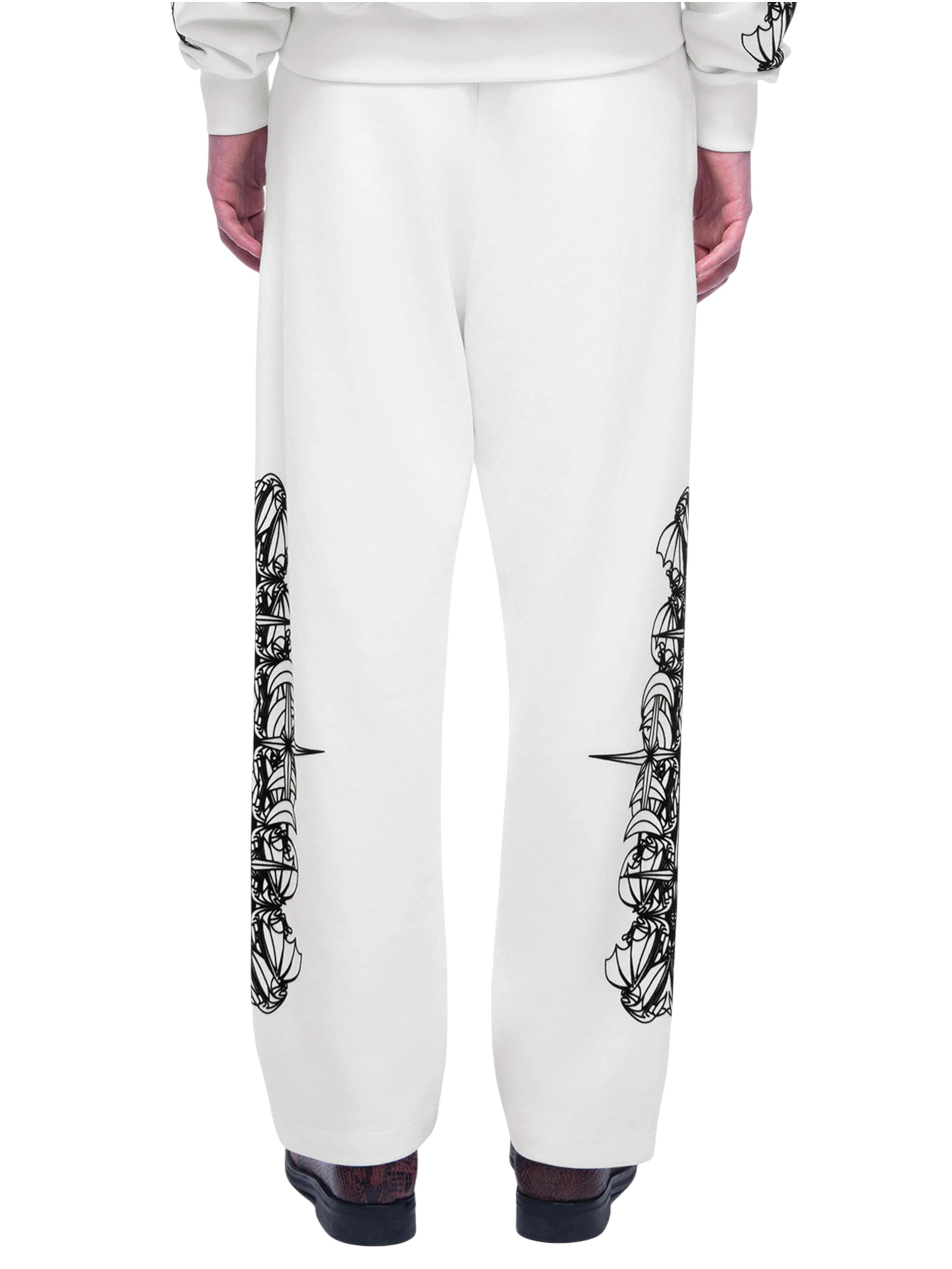 Off White Luminous Dawn flocked pants, back and side view