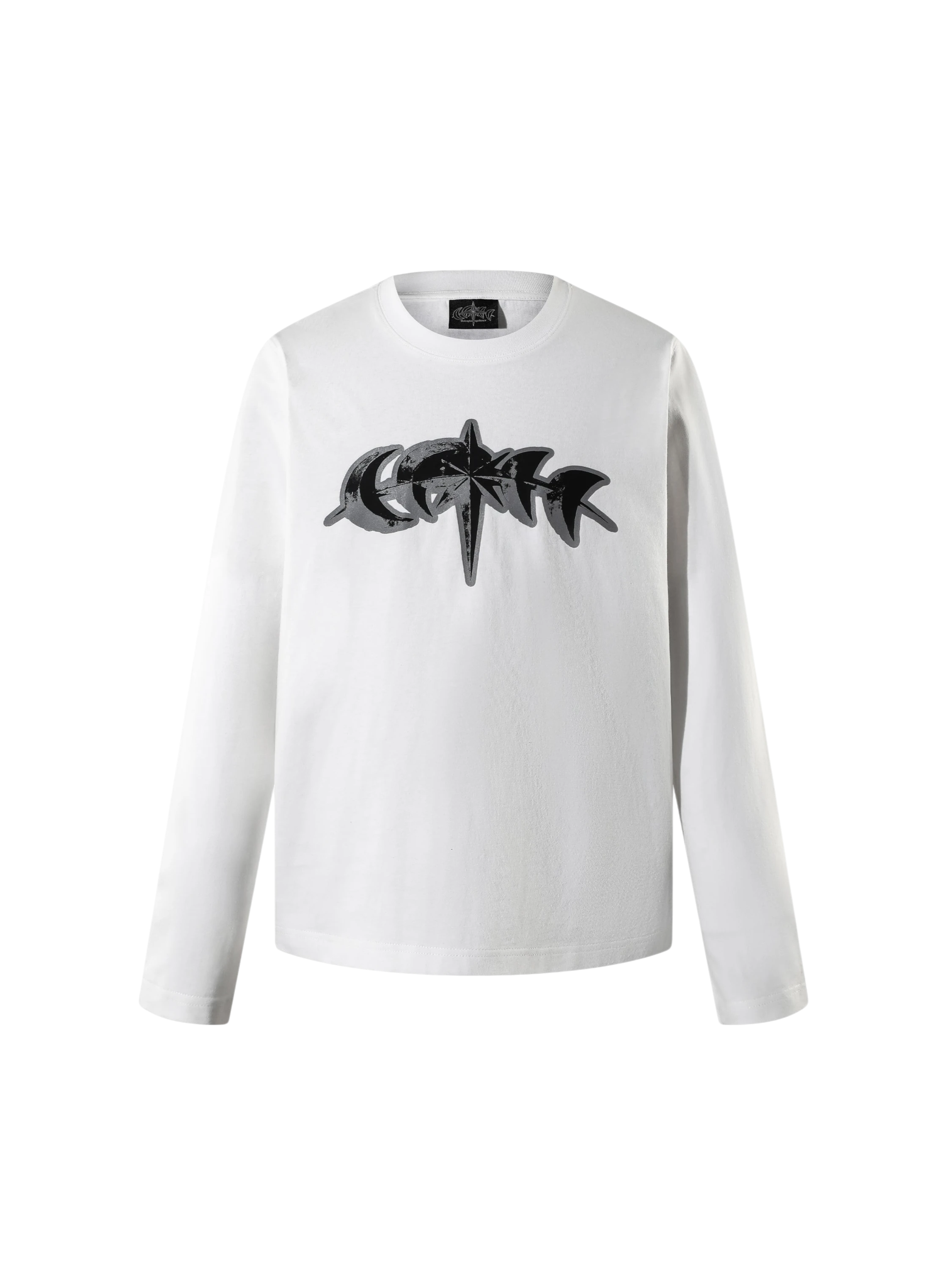 White Luminous Dawn 3M reflective star logo long-sleeve tee, front view
