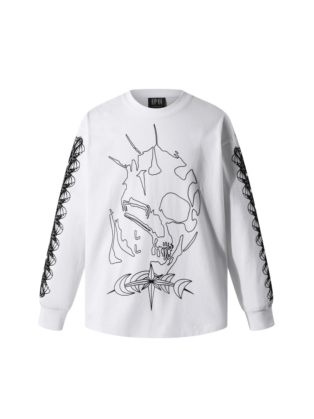 Off White Luminous Dawn Ghost & Knight flocked long-sleeve tee, front view