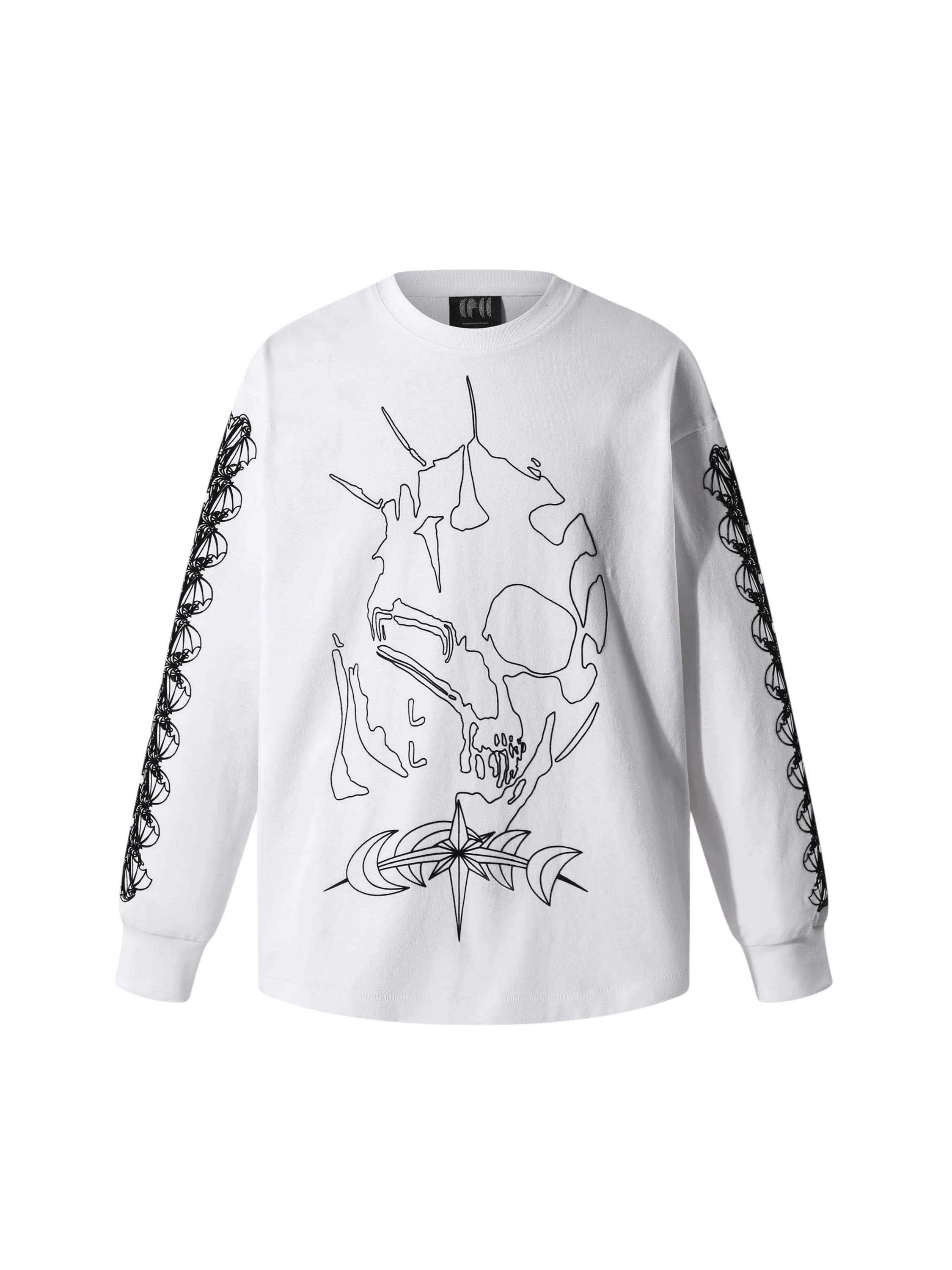Off White Luminous Dawn Ghost & Knight flocked long-sleeve tee, front view