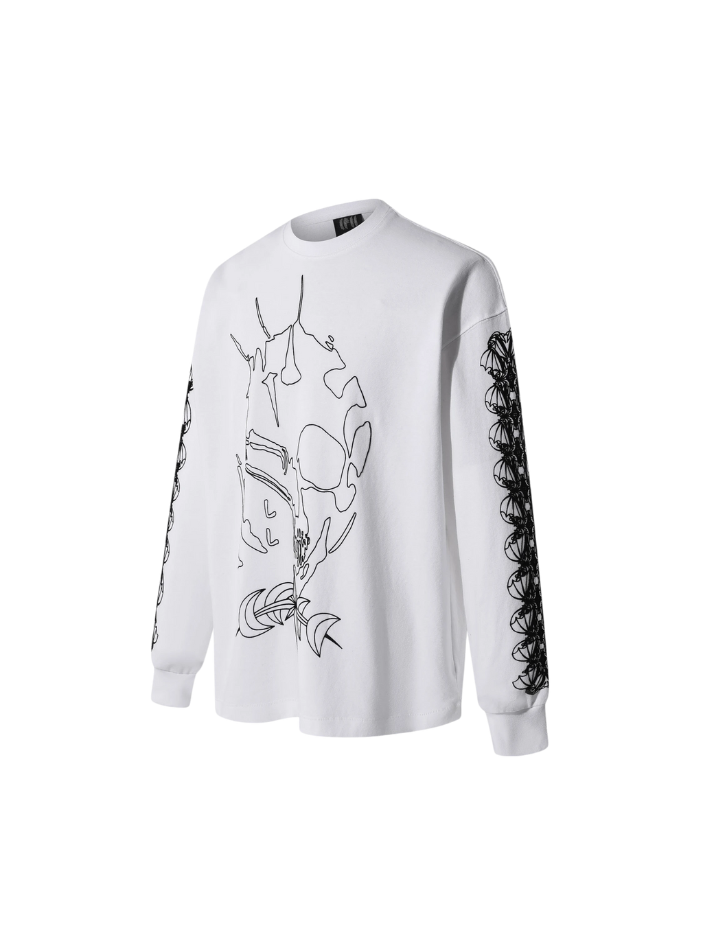 Off White Ghost & Knight flocked long-sleeve tee, angled front view