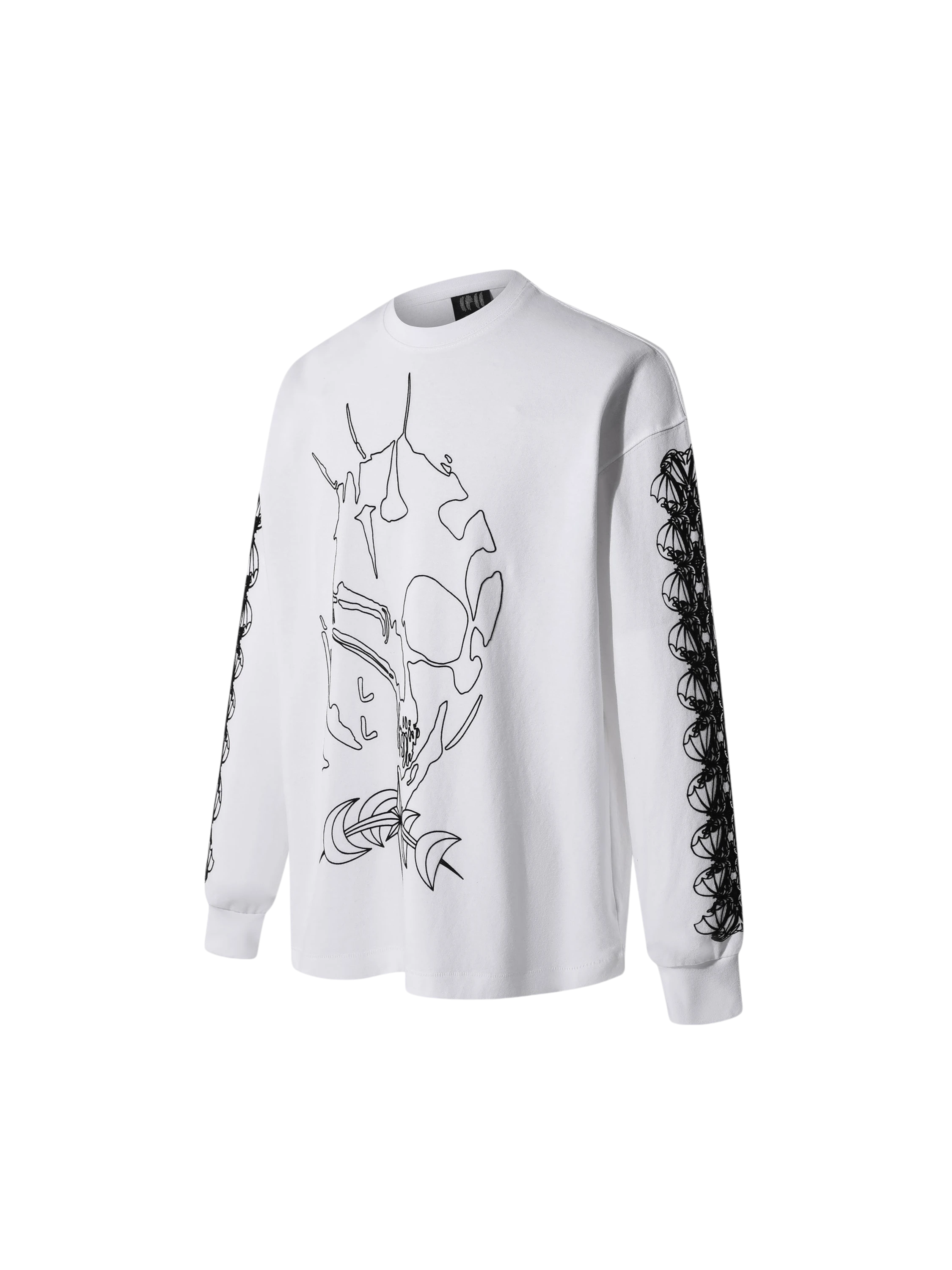 Off White Ghost & Knight flocked long-sleeve tee, angled front view