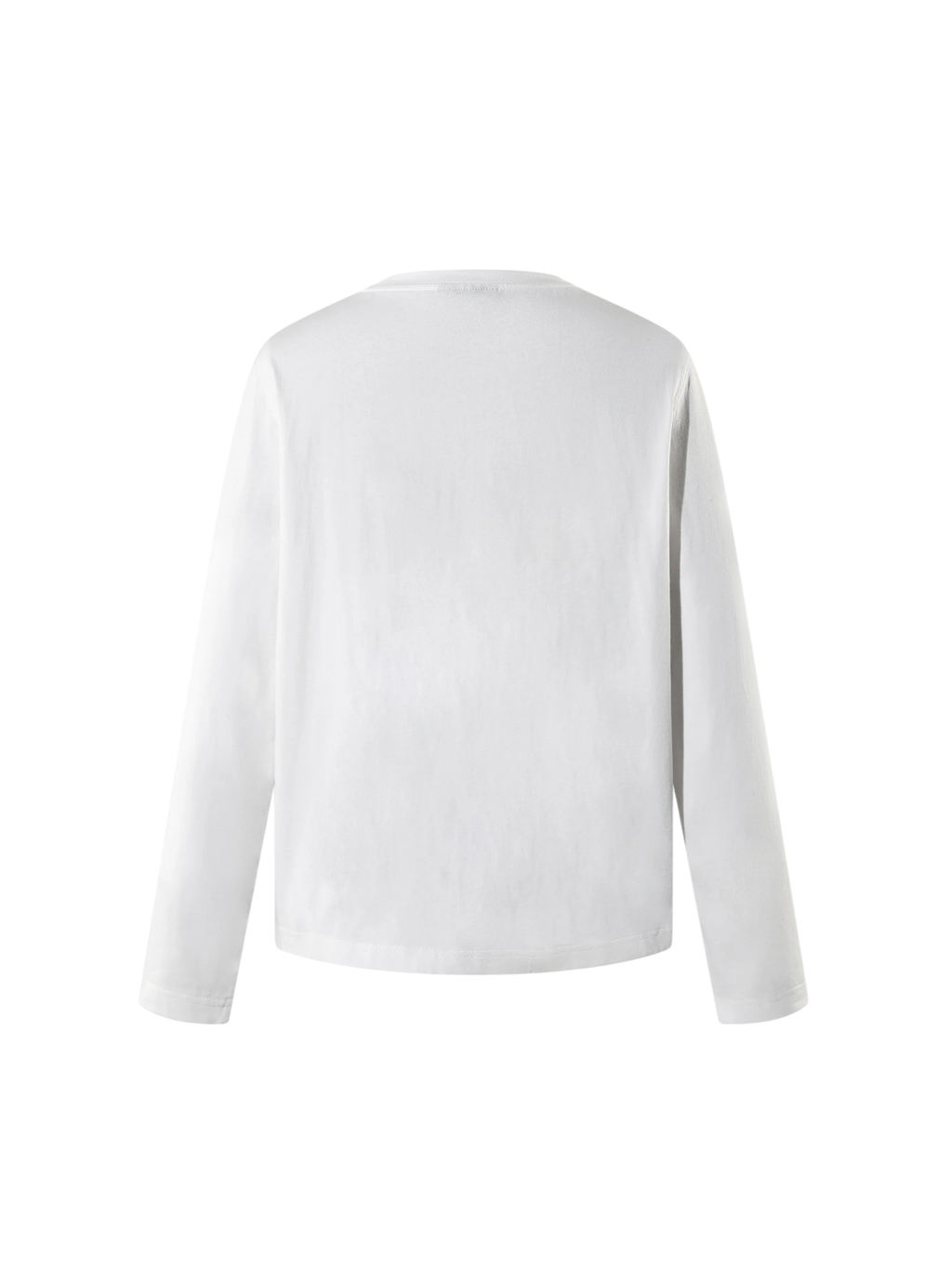 White Luminous Dawn long-sleeve tee, plain back view