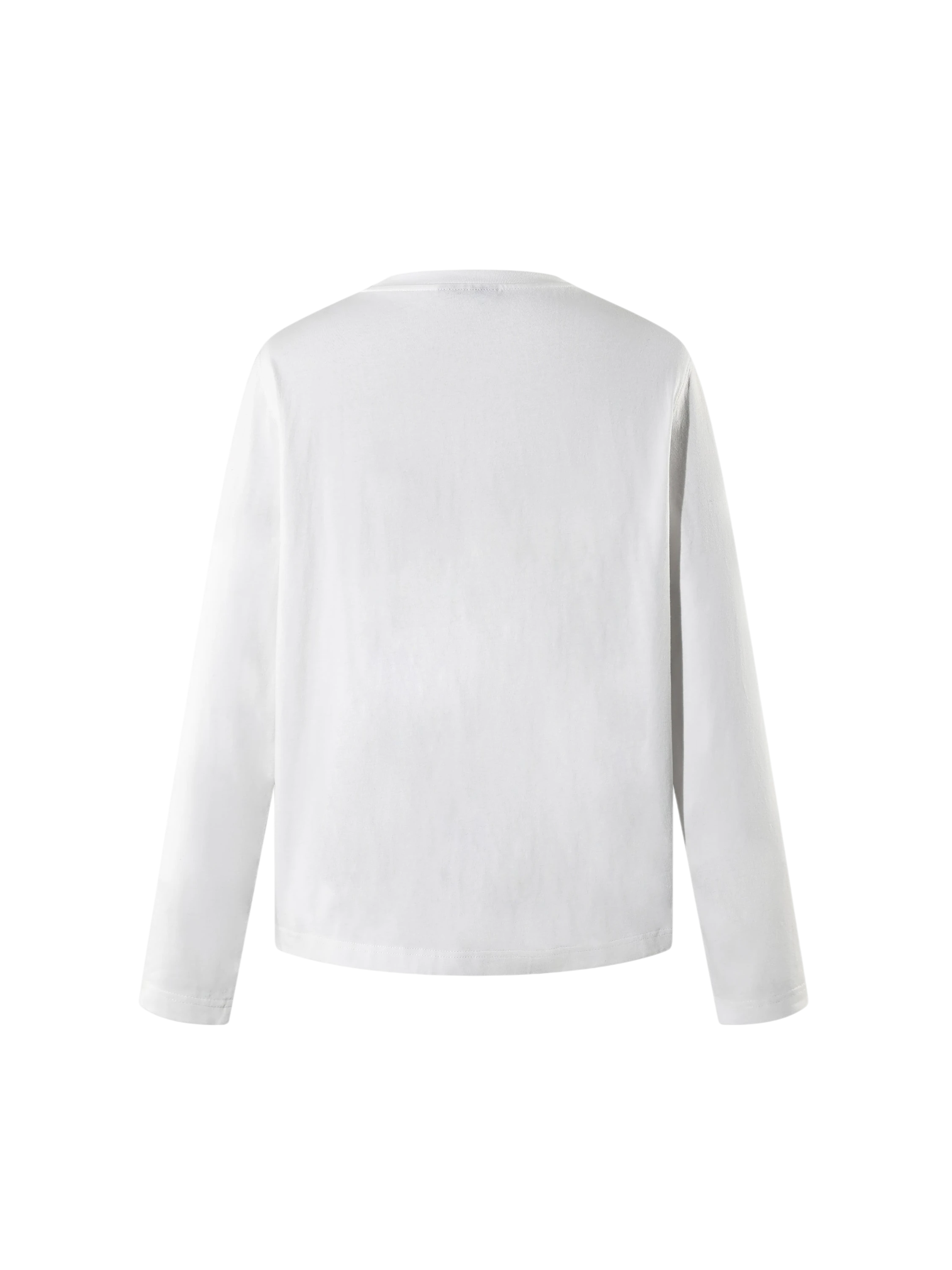 White Luminous Dawn long-sleeve tee, plain back view