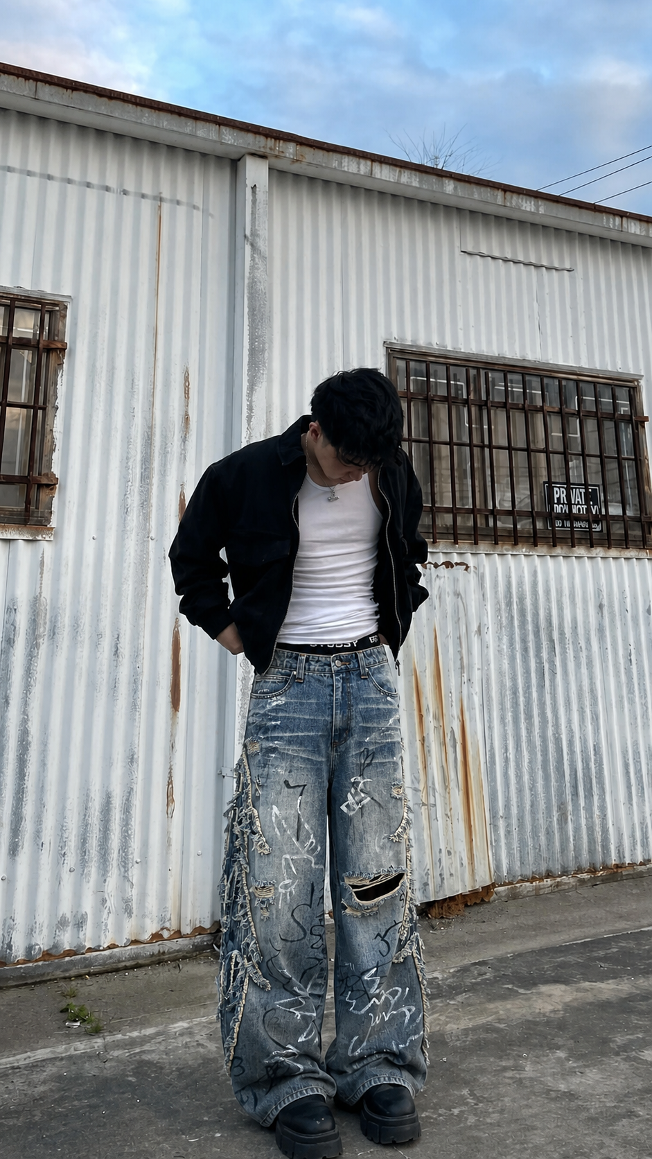 GRAFFITI BAGGY JEANS — NO PATIENCE CLUB look 8