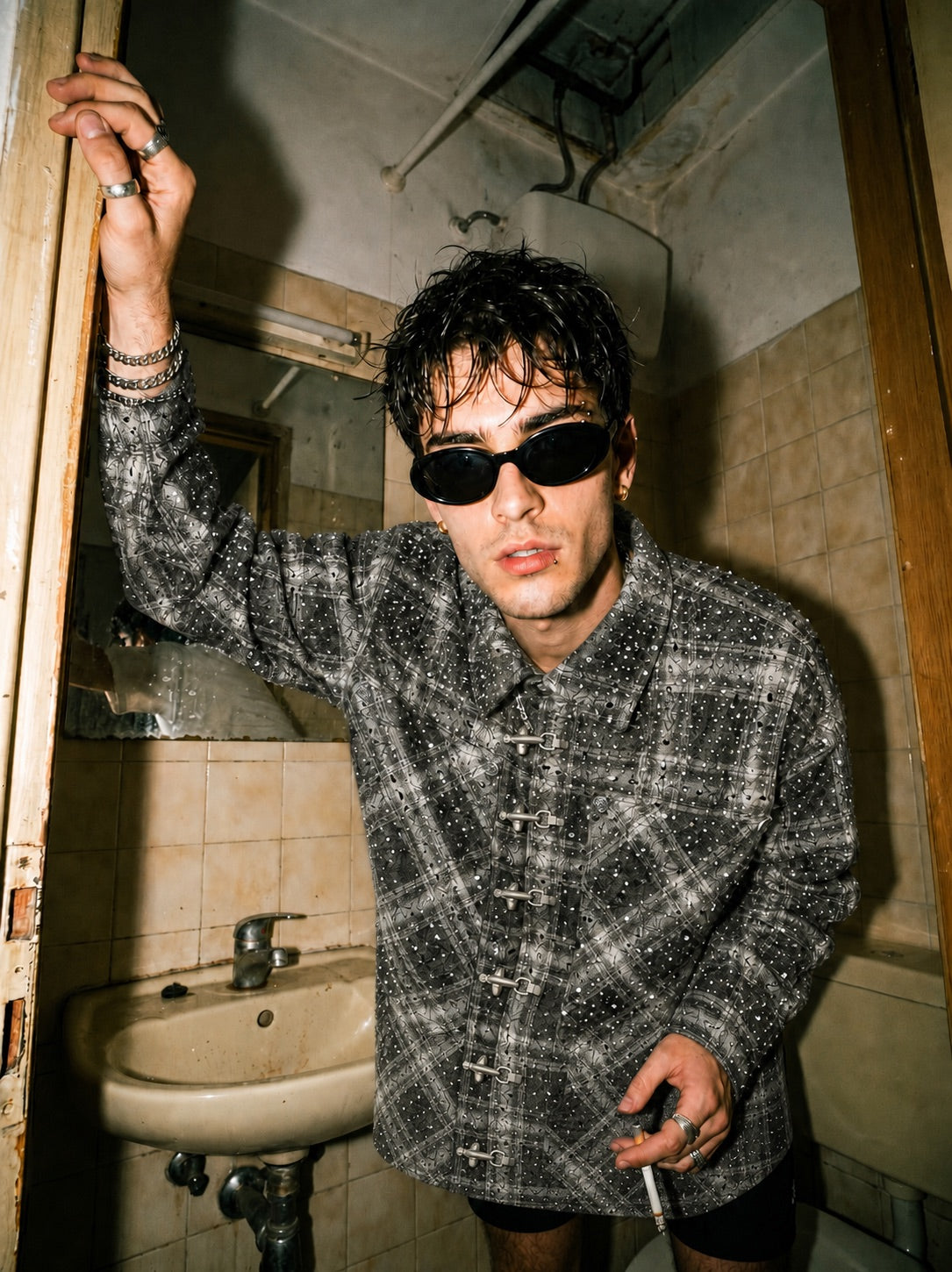 SHADOWBAT BUCKLE PLAID SHIRT — NO PATIENCE CLUB look 2
